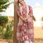 White & Red Fancy Kurti With Bottom Dupatta set