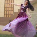 Womens Purple Color Embroidery And Zari Sequins work Party Wear Gown