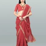 Red Colour Georgette Bandhani Printed Saree