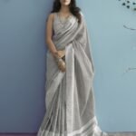 Soft linen Silk Saree With Chikankari Weaving For Women's