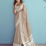 Soft linen Silk Saree With Chikankari Weaving For Women's