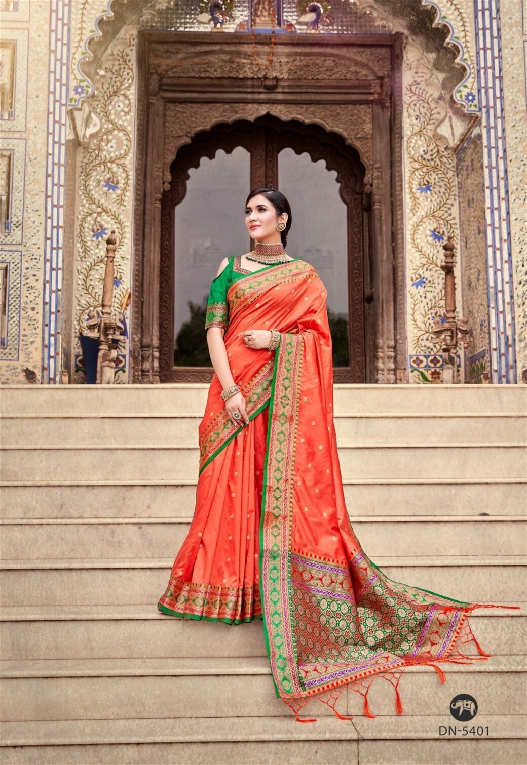 Peach Colour Designer Weaving Work Soft Silk Saree