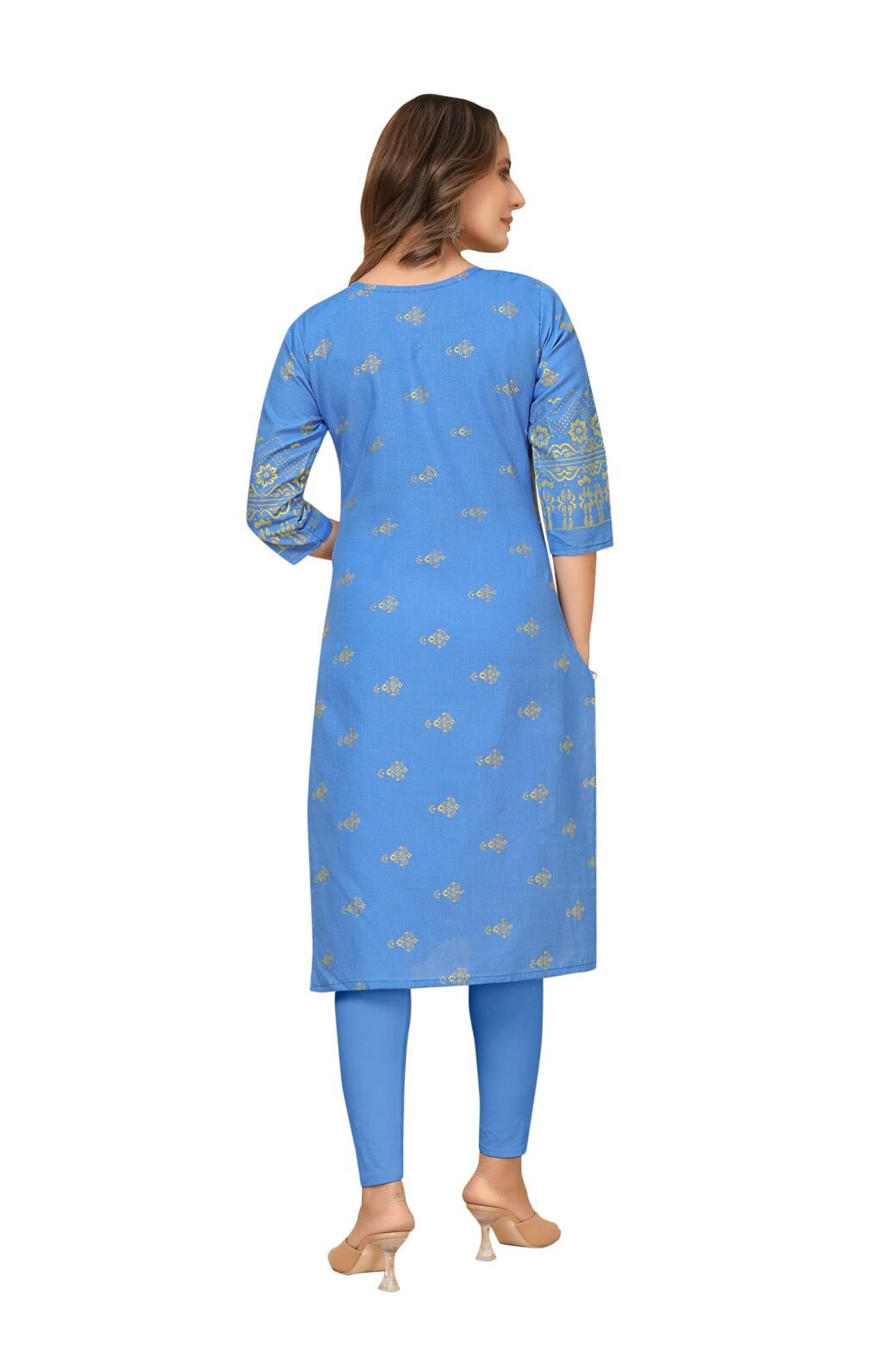 Aqua Foil Printed Ruby Cotton Casual Kurti For Women - Image 3