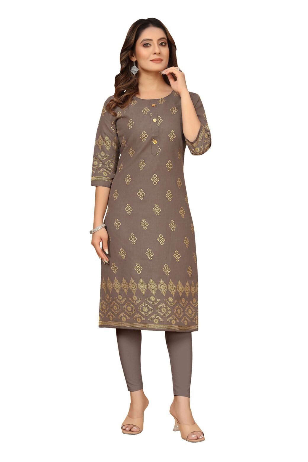 Beaver Foil Printed Ruby Cotton Casual Kurti For Women