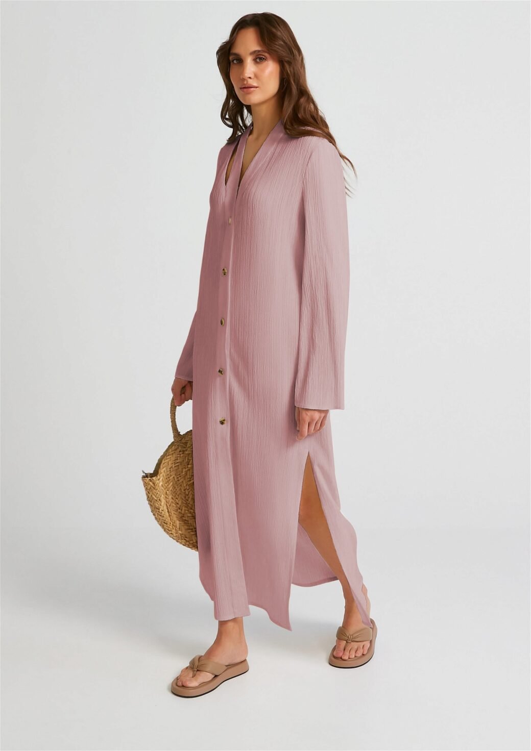 Baby Pink Premium Oyster Crush Women Dress - Image 6