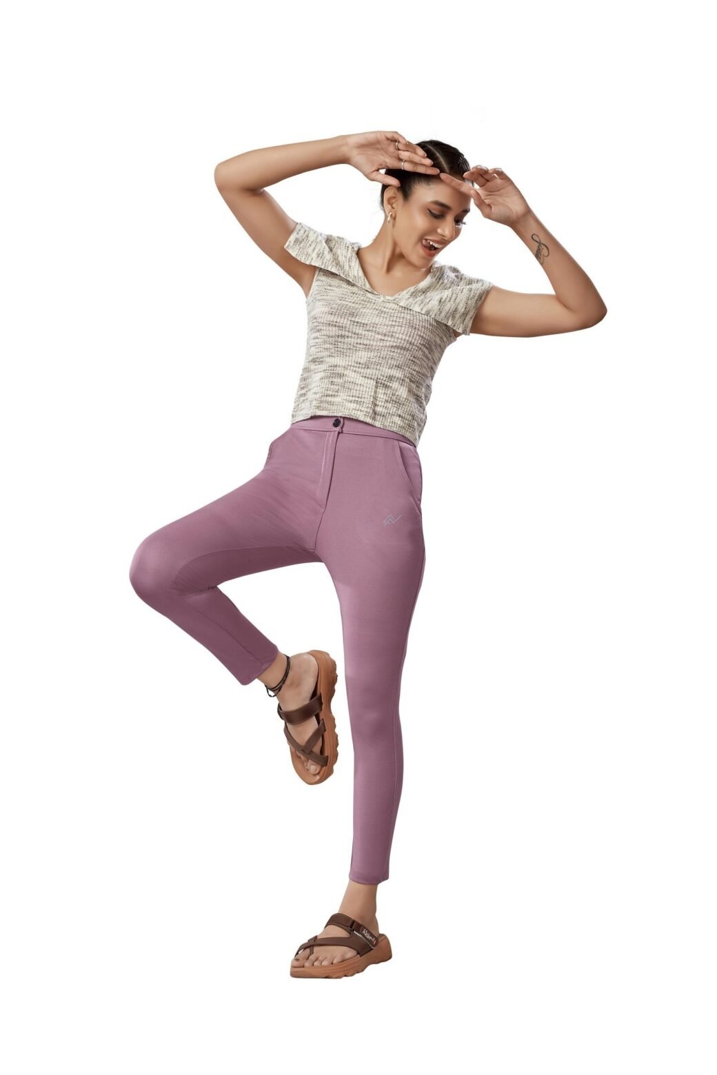 Pink Colour Polyester Solid Pattern Track Pant For Women's