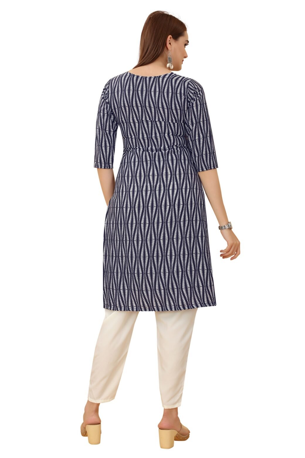 Black Colour Women's Printed Crepe Straight Kurti - Image 2