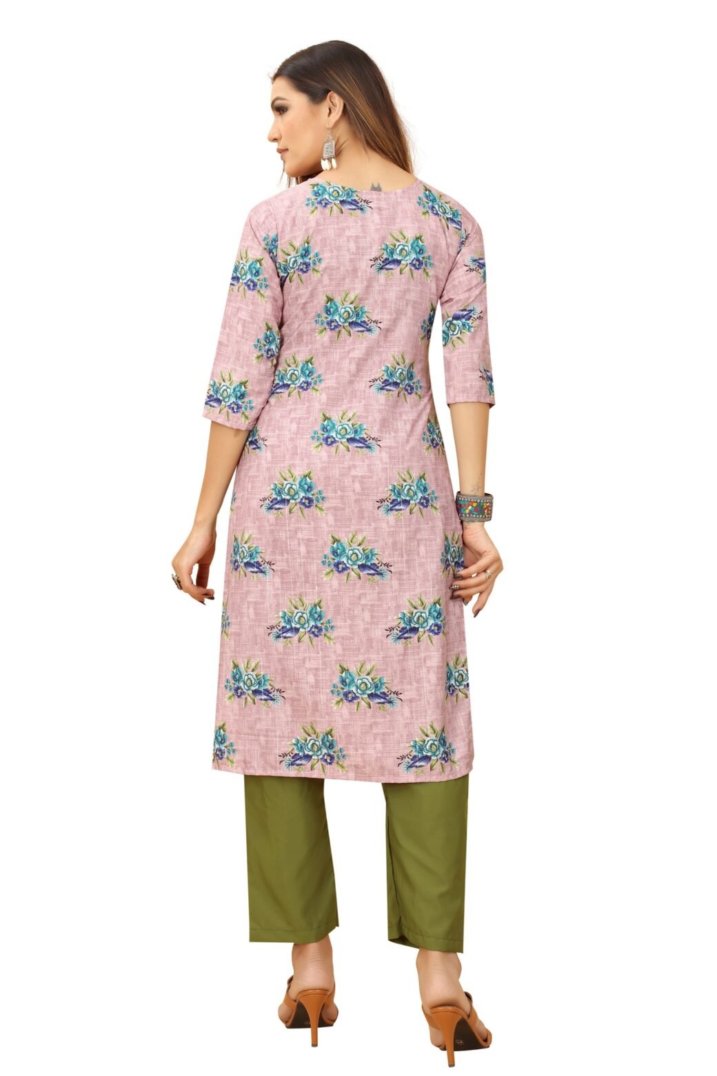 Pink Colour Women's Printed Crepe Straight Kurti - Image 2