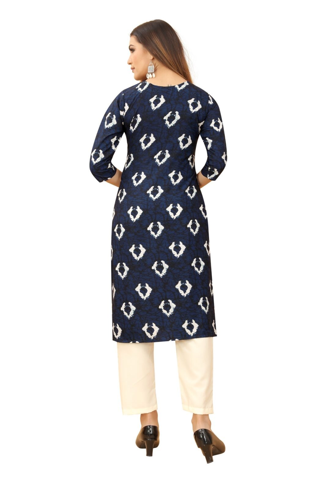 Blue Colour Women's Printed Crepe Straight Kurti - Image 2