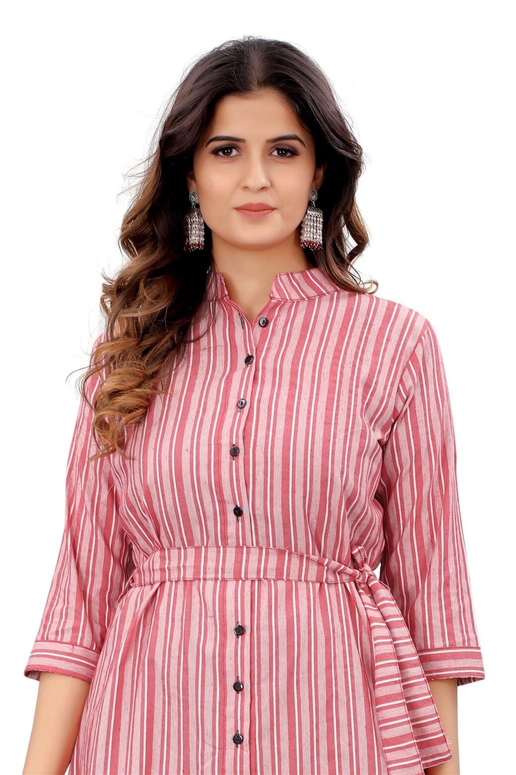 Pink Colour Cotton Printed Casual Wear Dress - Image 2