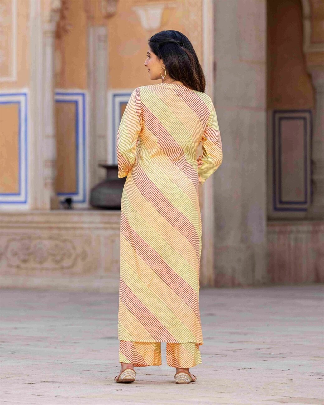 Mustard Colour Pure Muslin Readymade Kurti With Bottom Set For Women's - Image 2