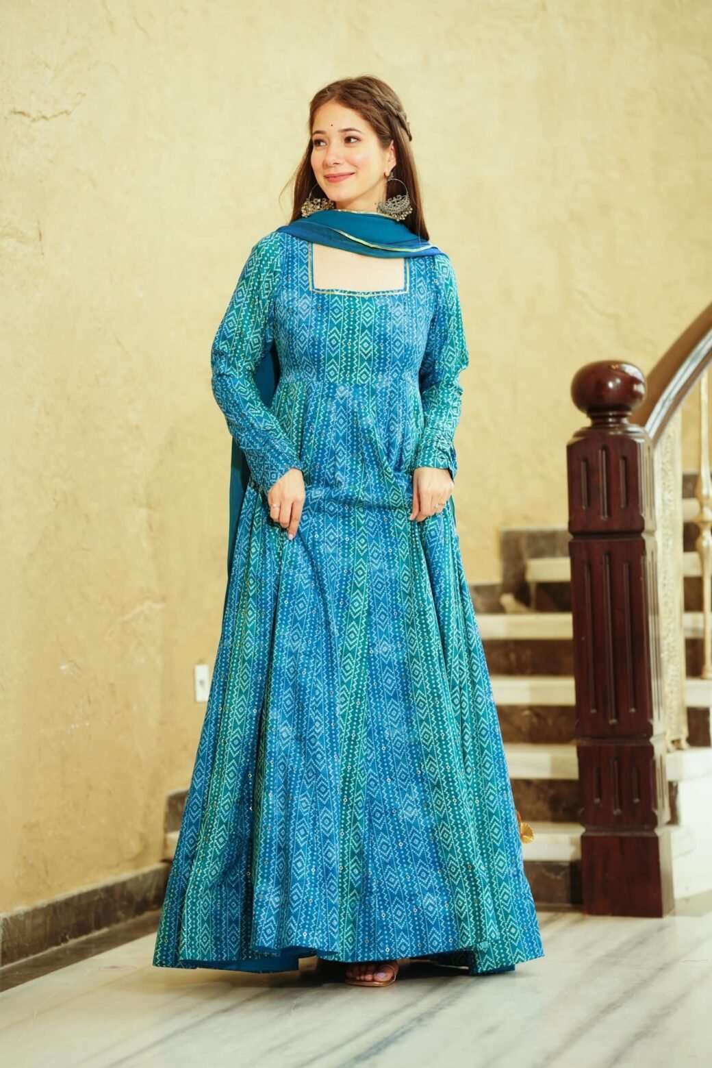 Blue Color Beautiful and Stylish Full Flair Gown for Women - Image 2