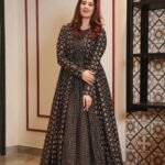 Black Floral Full Flair Shrug set for women