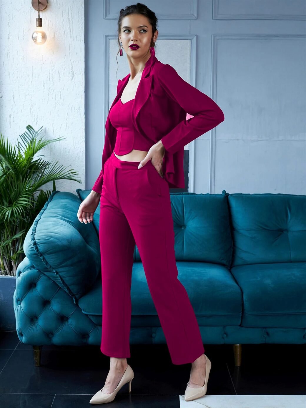 PINK JACKET TOP AND TROUSER CO-ORD SET - Image 3