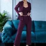 PURPLE JACKET TOP AND TROUSER CO-ORD SET