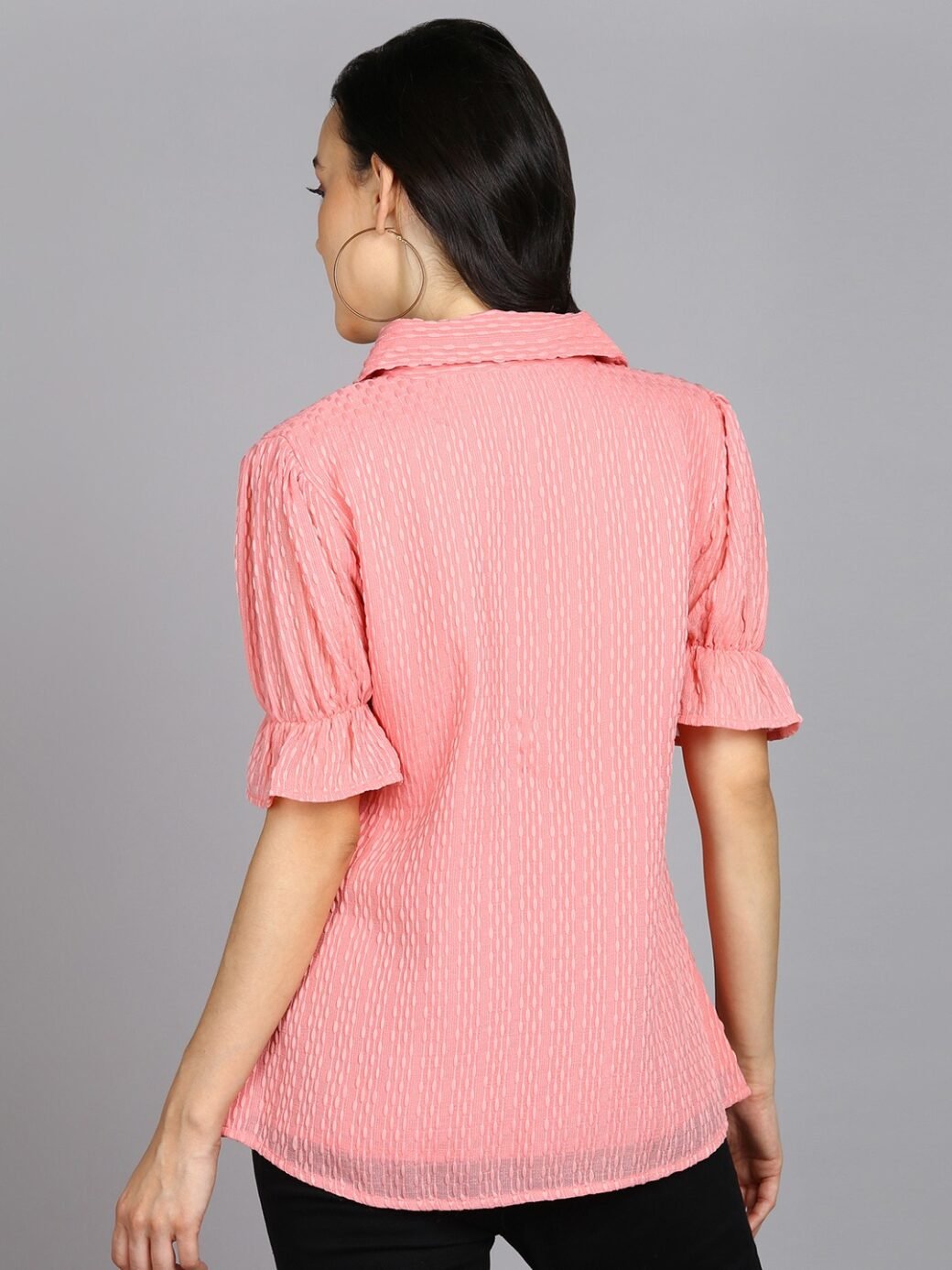 Casual Regular Sleeves Self Design Women Pink Top - Image 4