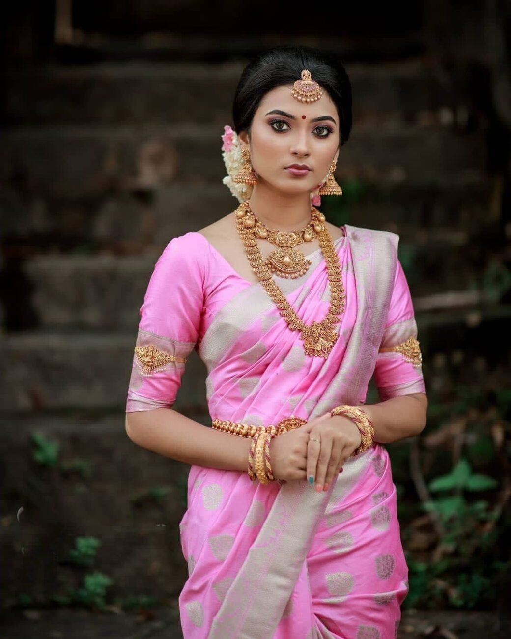 Pink Women's Soft Lichi Silk Saree - Image 7