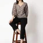 Casual Printed Women Multicolor Round Neck Top