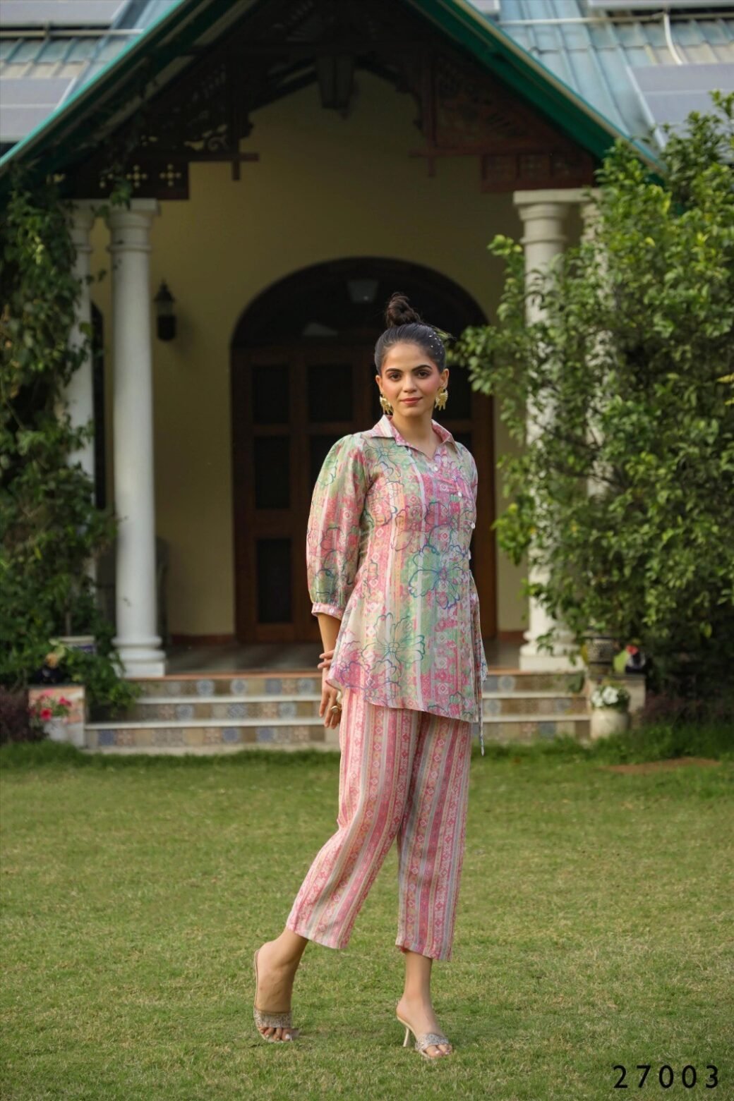 Pink Floral Digital Print Tunic With Pant - Image 7