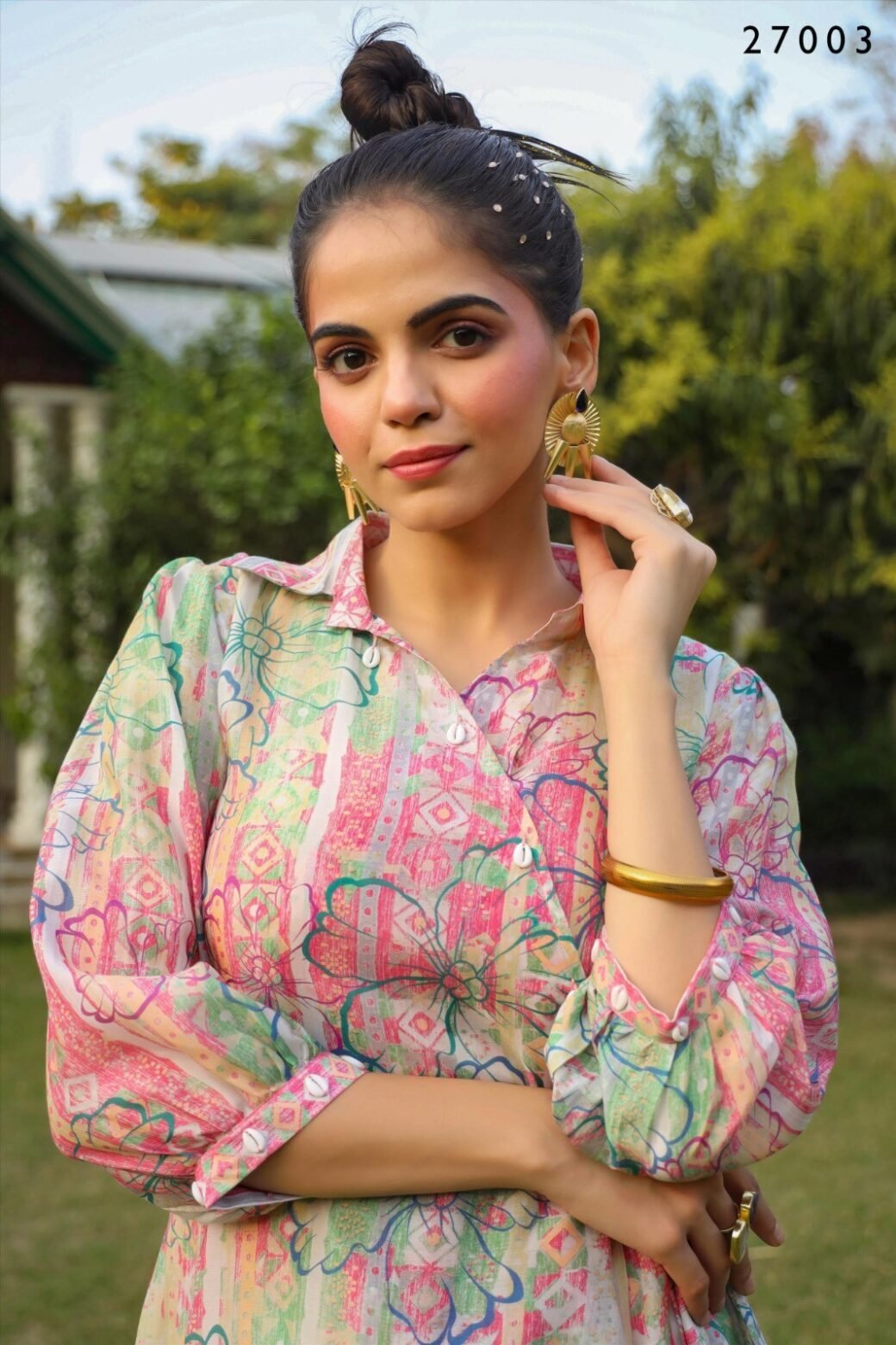 Pink Floral Digital Print Tunic With Pant - Image 6