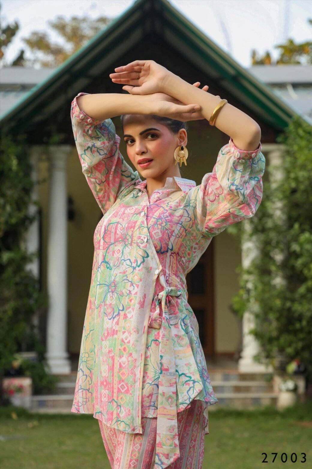 Pink Floral Digital Print Tunic With Pant - Image 5