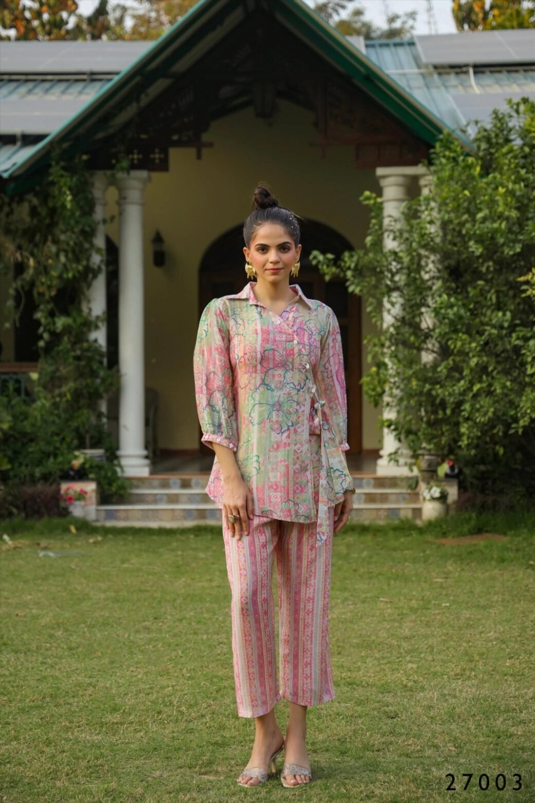 Pink Floral Digital Print Tunic With Pant - Image 2