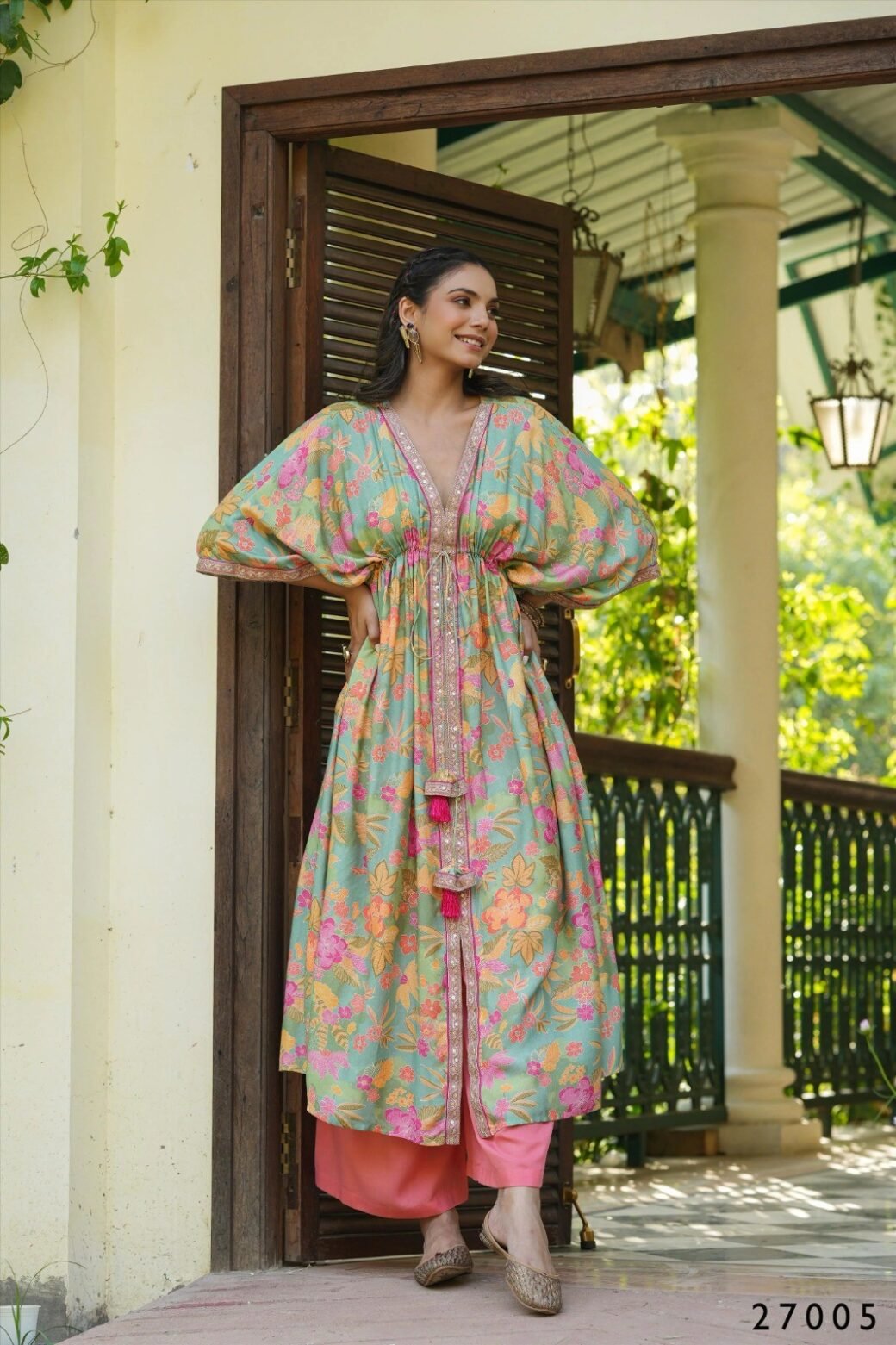 Floral Print Kaftan Tunic with Palazzo - Image 4