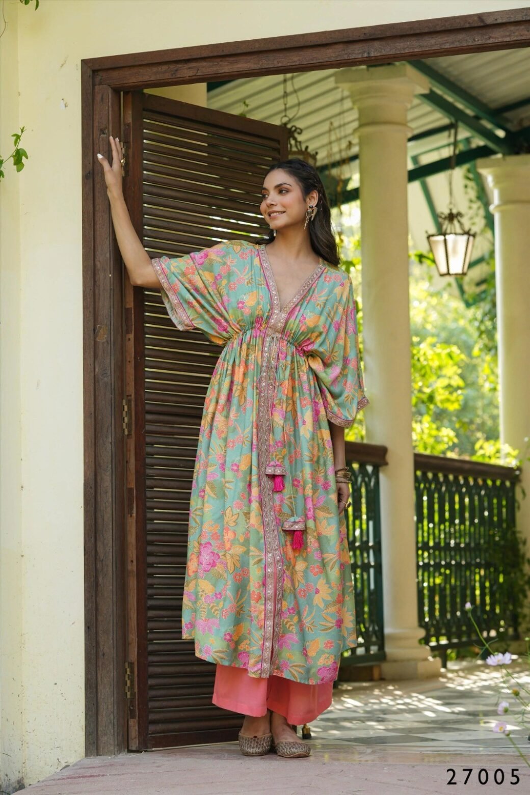 Floral Print Kaftan Tunic with Palazzo - Image 10