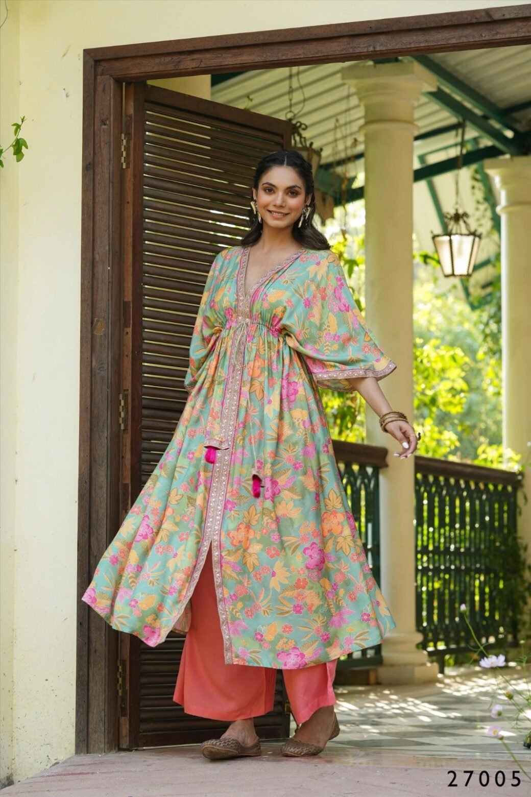 Floral Print Kaftan Tunic with Palazzo - Image 3