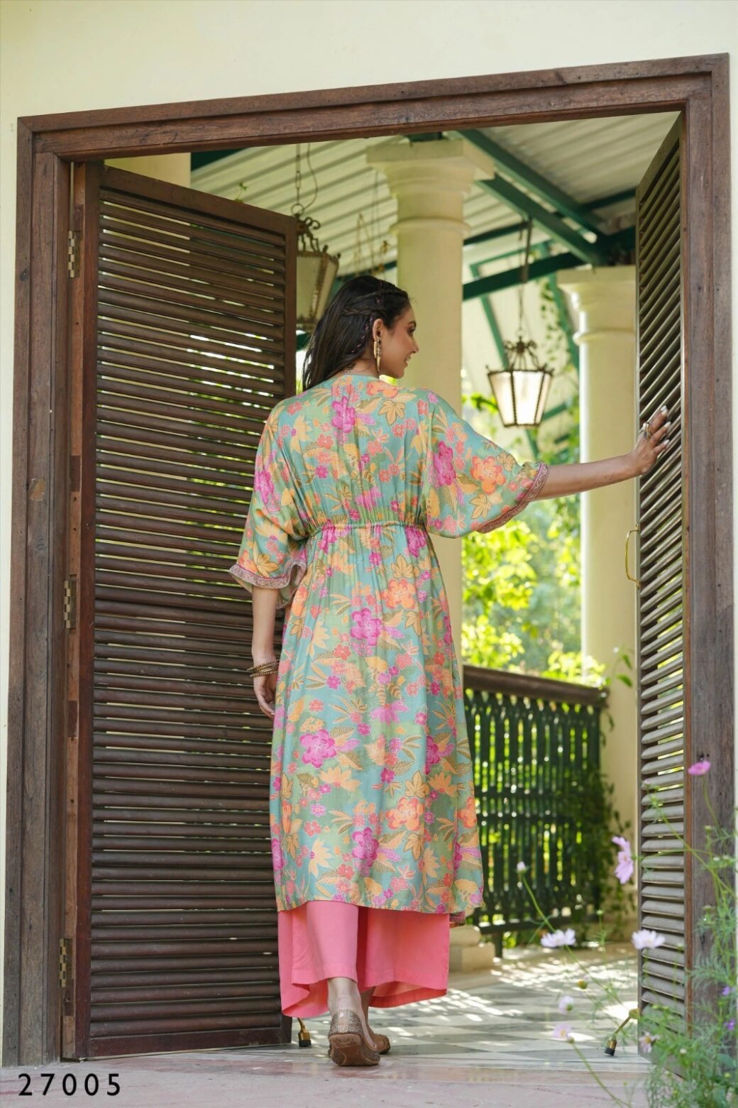 Floral Print Kaftan Tunic with Palazzo - Image 9