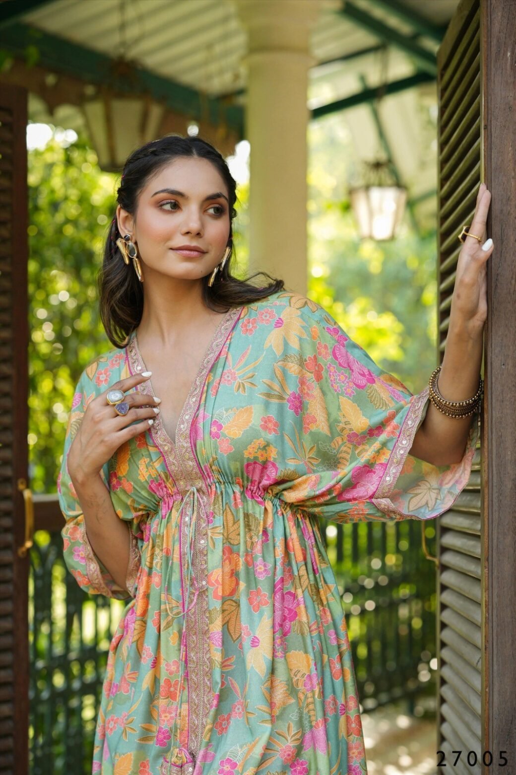 Floral Print Kaftan Tunic with Palazzo - Image 2