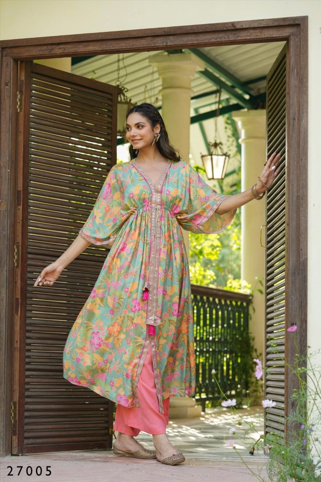 Floral Print Kaftan Tunic with Palazzo - Image 8