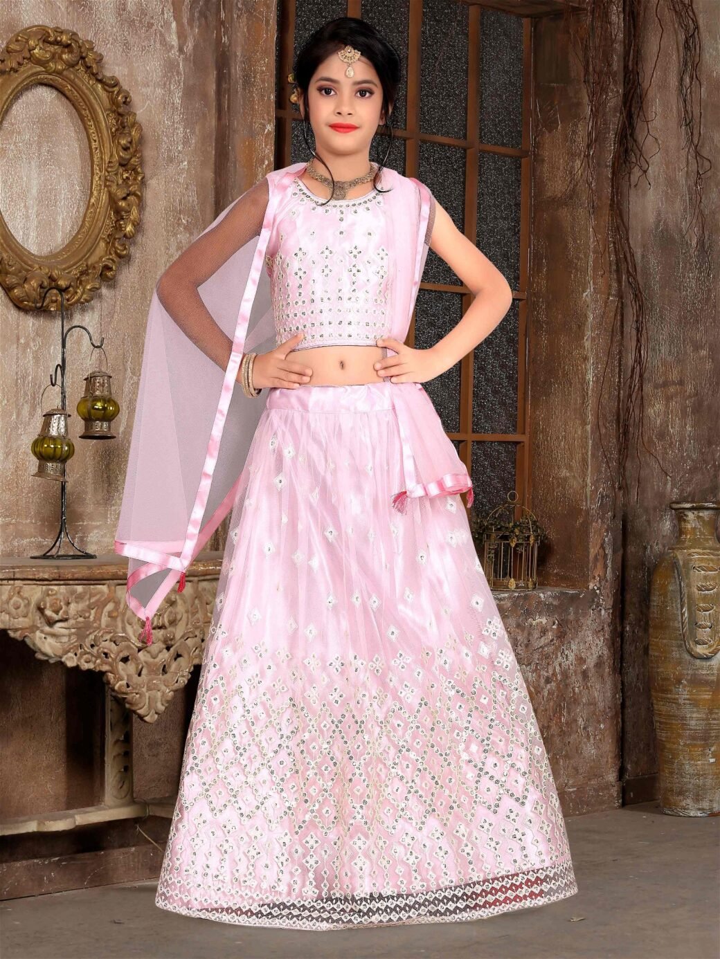 Heavy Soft Net Kid Lehenga Choli 614C