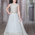 Grey Colour Embroidery Work Georgette Kids Lehenga Choli 620