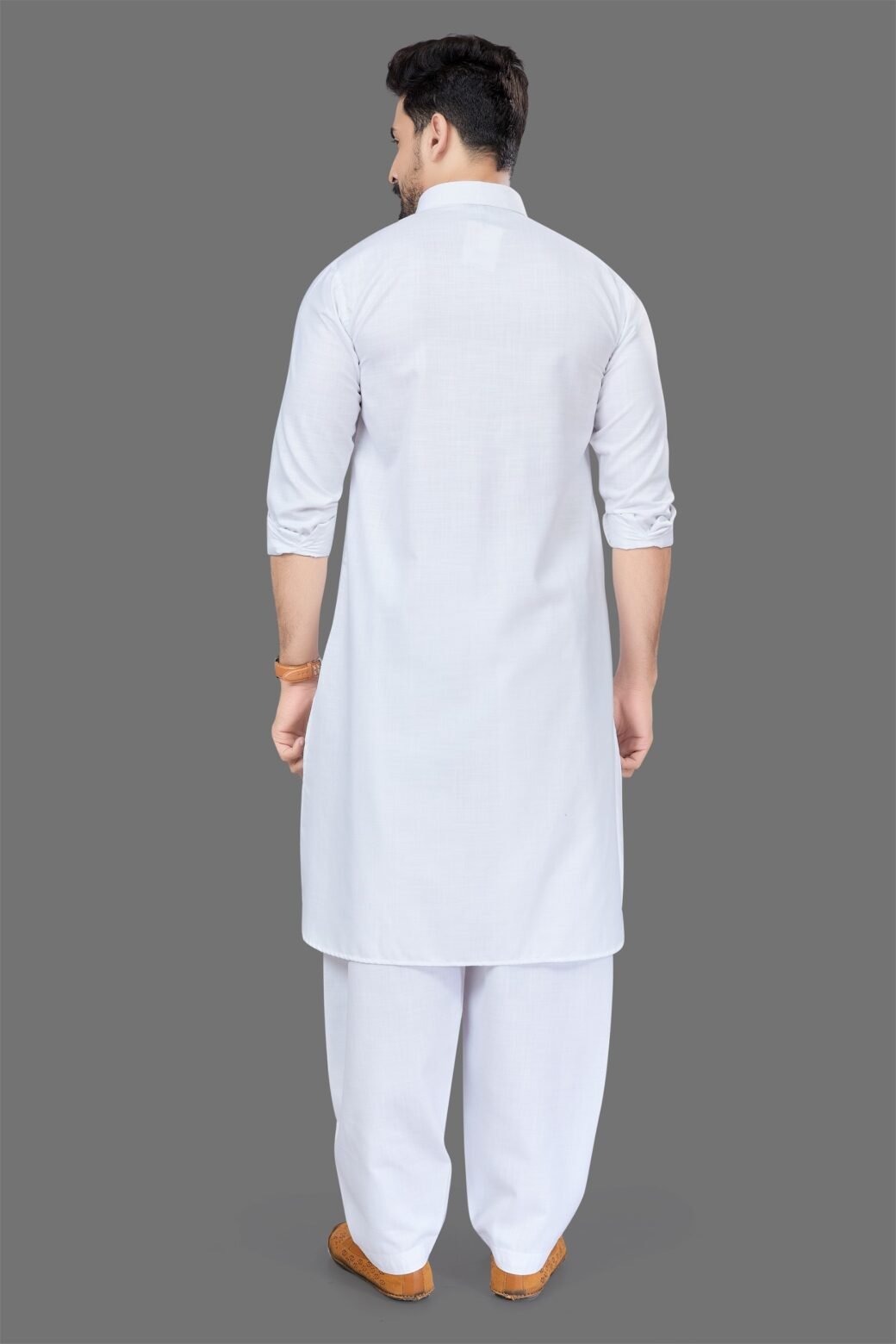 White Colour Mens Pathani Kurta Pajama - Image 2