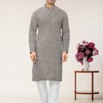 Mens Wear Brown Colour Styles Kurta With Pajama