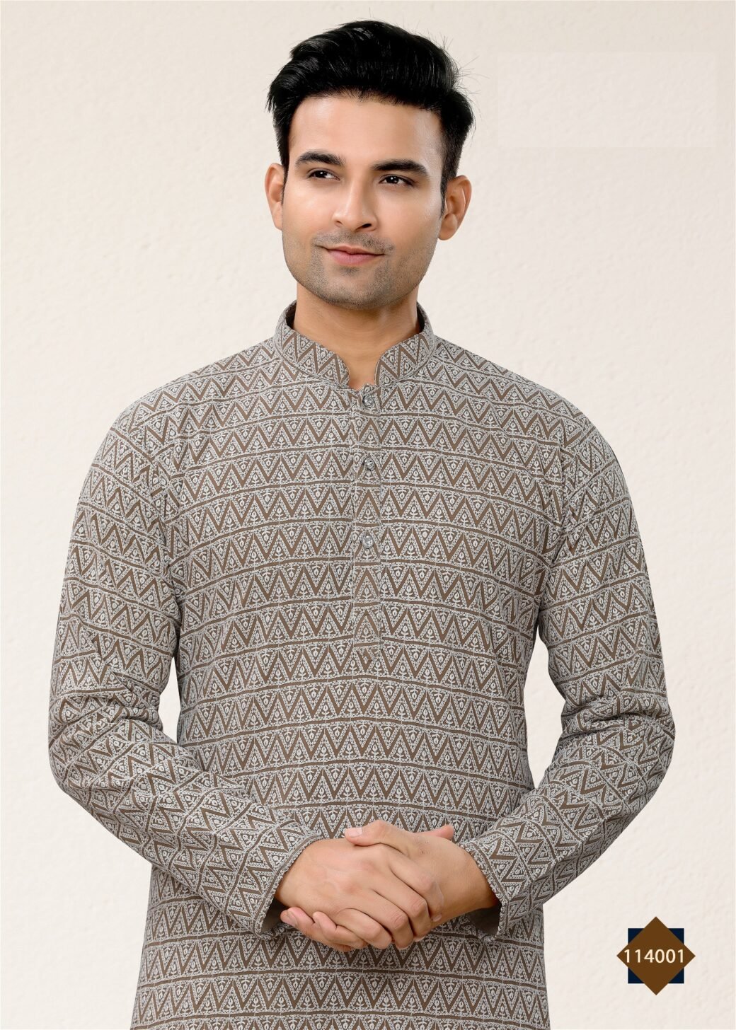 Mens Wear Brown Colour Styles Kurta With Pajama - Image 2