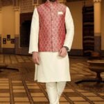 Maroon Colour Designer Modi Jacket With Kurta Pajama For Mens