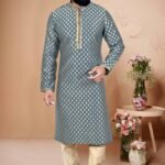 Gray Colour Mens Party Wear Kurta With Pajama