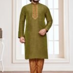 Green Colour Mens Function Wear Kurta With Pajama