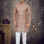 Multi Colour Digital Print Cotton Full Kurta Pajama for Mens