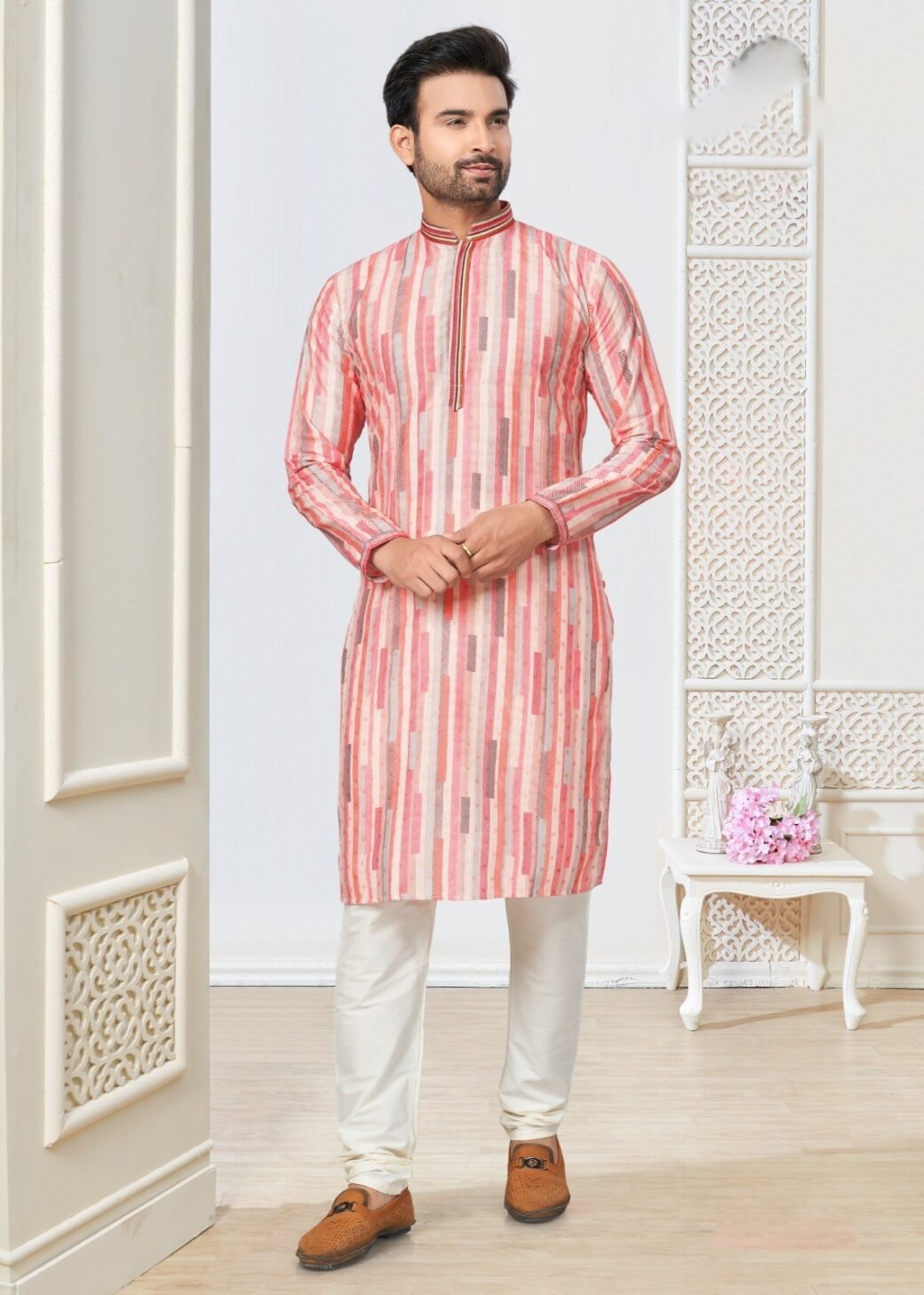 Men Wear Cotton Kurta and Pajama for Wedding - Image 2