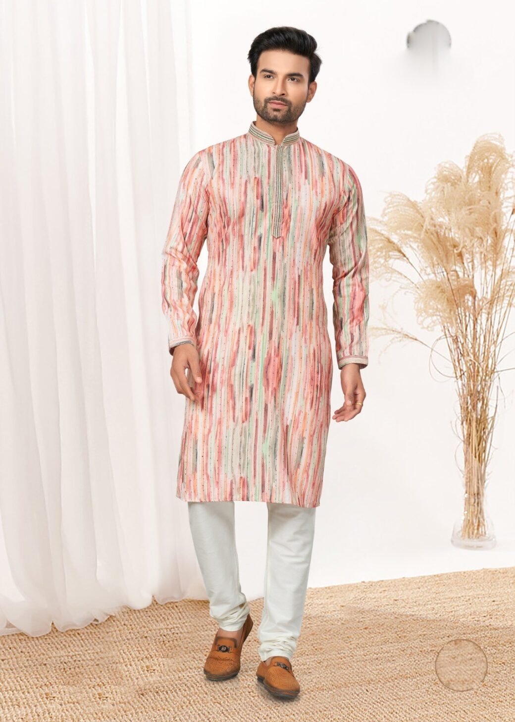 Designer Pintex Work with thread and Sequence Kurta Pajama for Mens