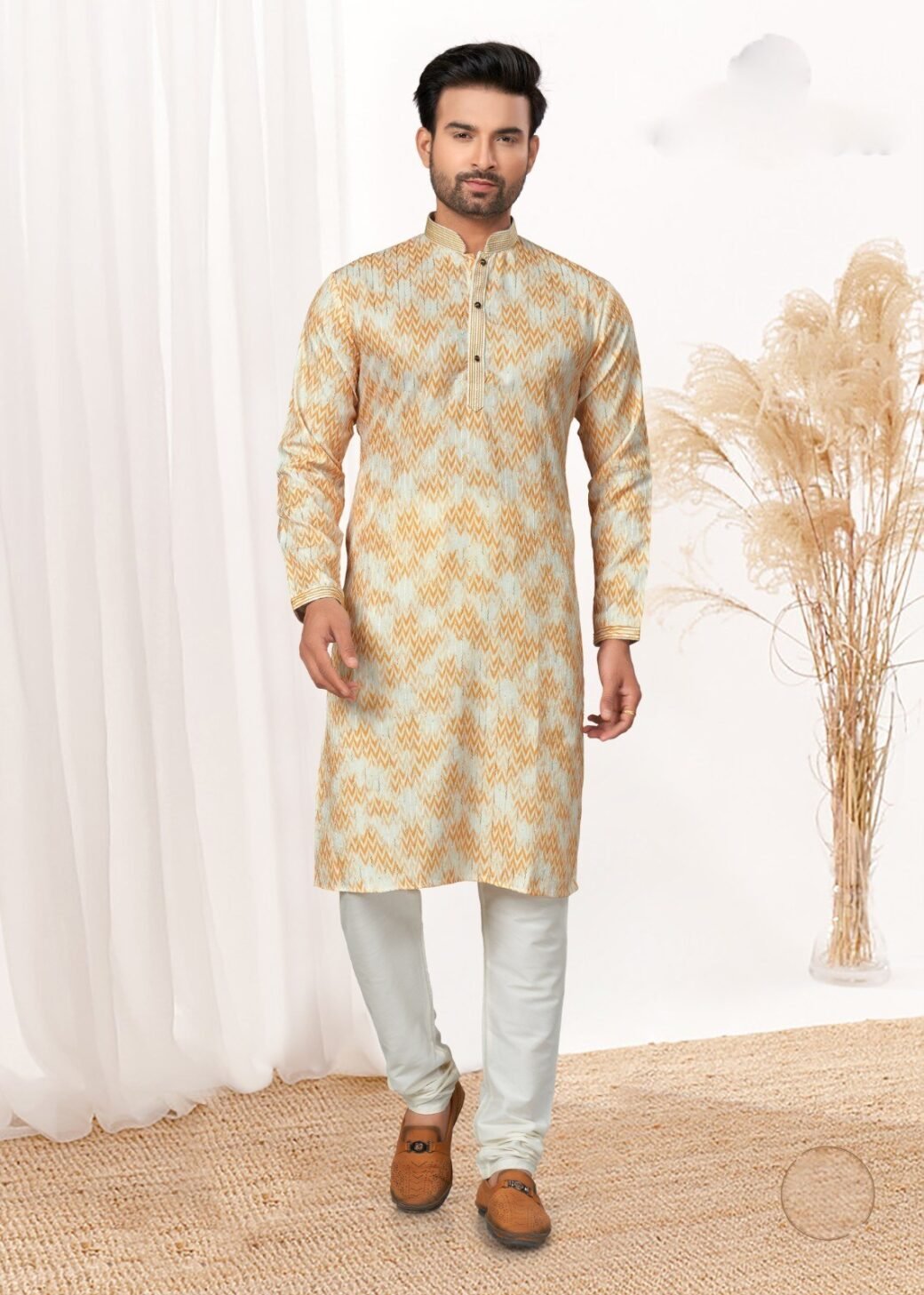 Designer Pintex Work with thread and Sequence Kurta Pajama for Mens - Image 5