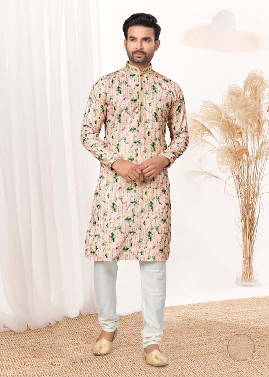 Designer Pintex Work with thread and Sequence Kurta Pajama for Mens - Image 3