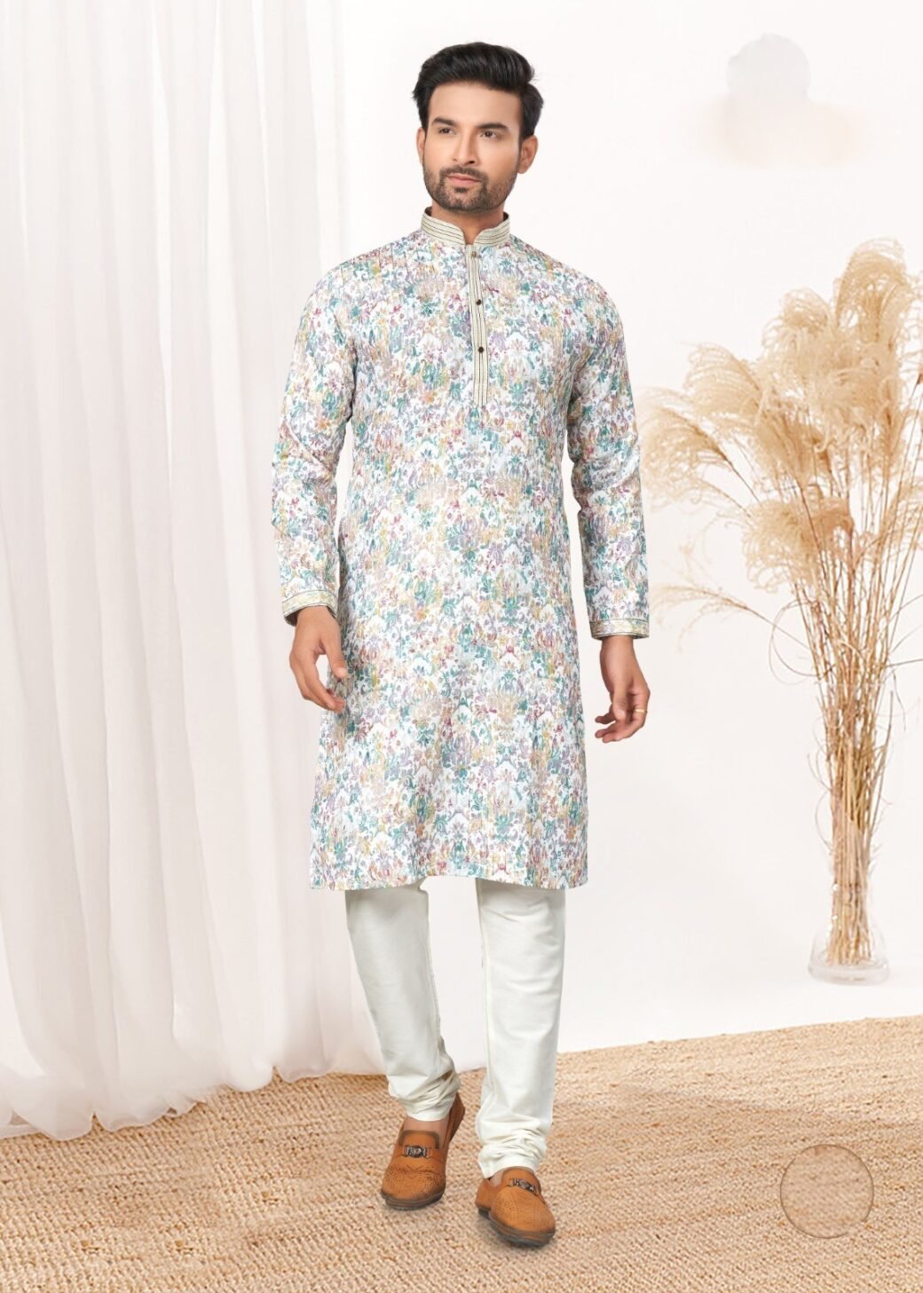 Designer Pintex Work with thread and Sequence Kurta Pajama for Mens - Image 4